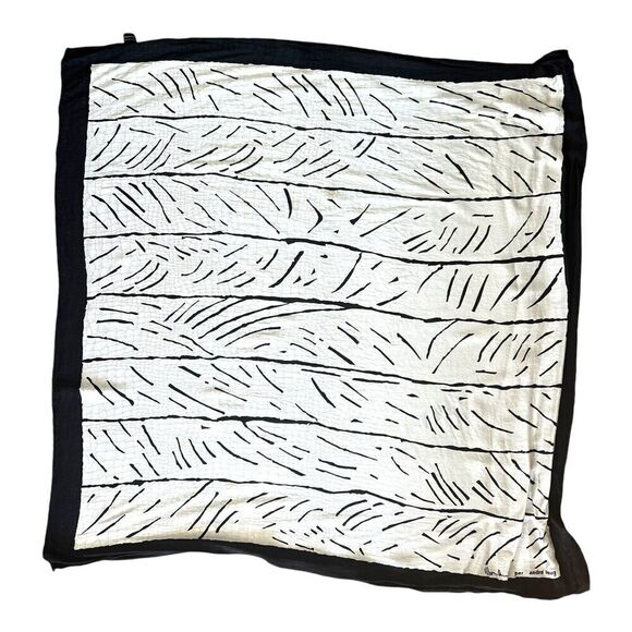 Andre Laug Vintage Silk Scarf Black White Abstract Designer - Picture 1 of 7